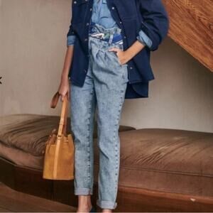 Sezane Austin Bleached Blue Paper Bag Trousers
